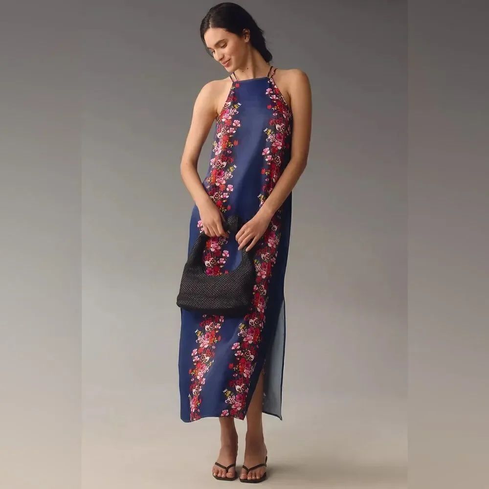 Anthropologie Double Strap Halter ColumnโMidi DressโNWT